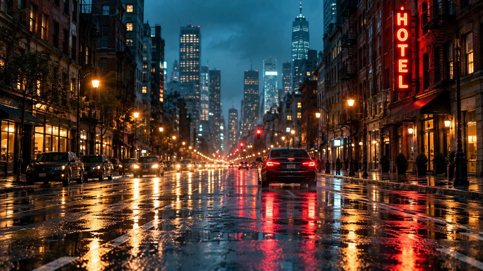 Shot of a night city for film editing